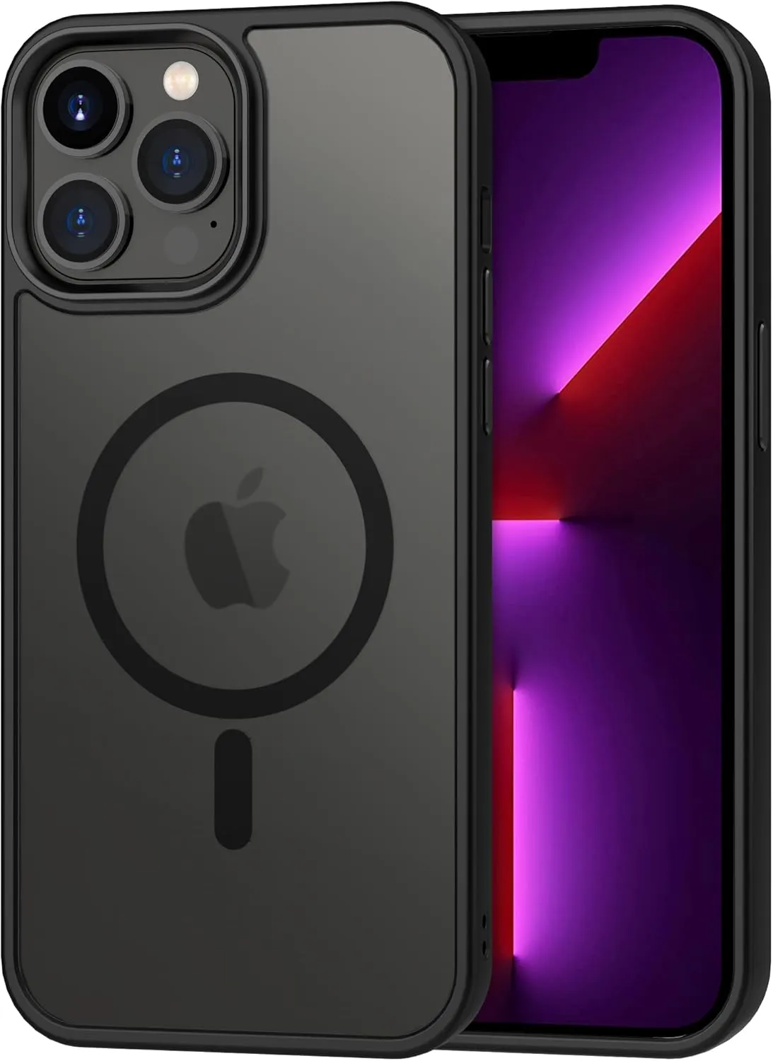 CACOE Magnetic Case for iPhone 13 Pro Max 6.7 inch-Compatible with MagSafe & Magnetic Car Phone Mount,Anti-Fingerprint TPU Thin Phone Cases Cover Protective Shockproof(Black)
