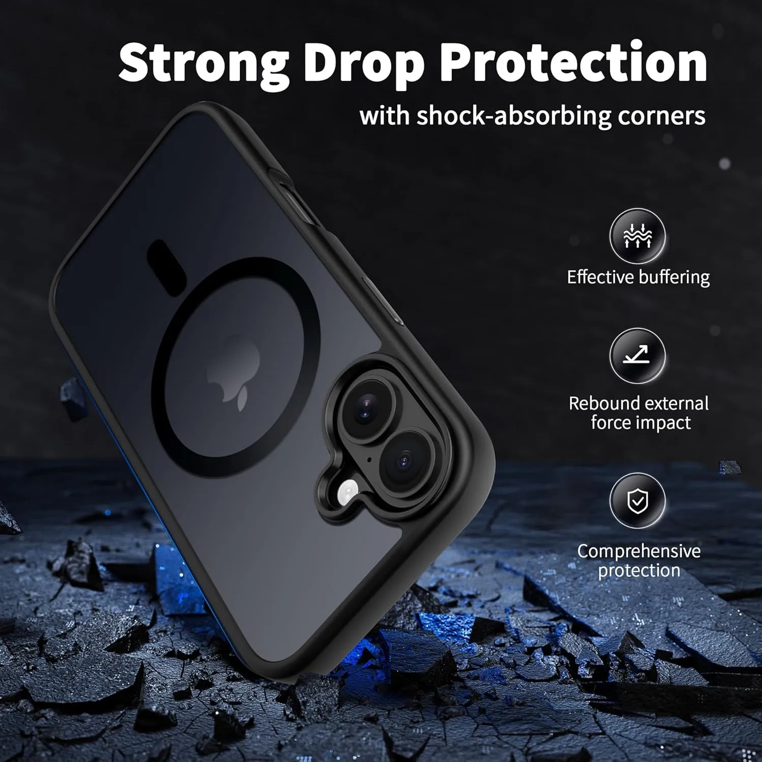 CACOE Magnetic Case for iPhone 16 6.1 inch, Compatible with MagSafe, Thin Slim Fit Anti-Fingerprint Shockproof Bumper TPU Protective Cover for Women Men Girls(Matte Black)