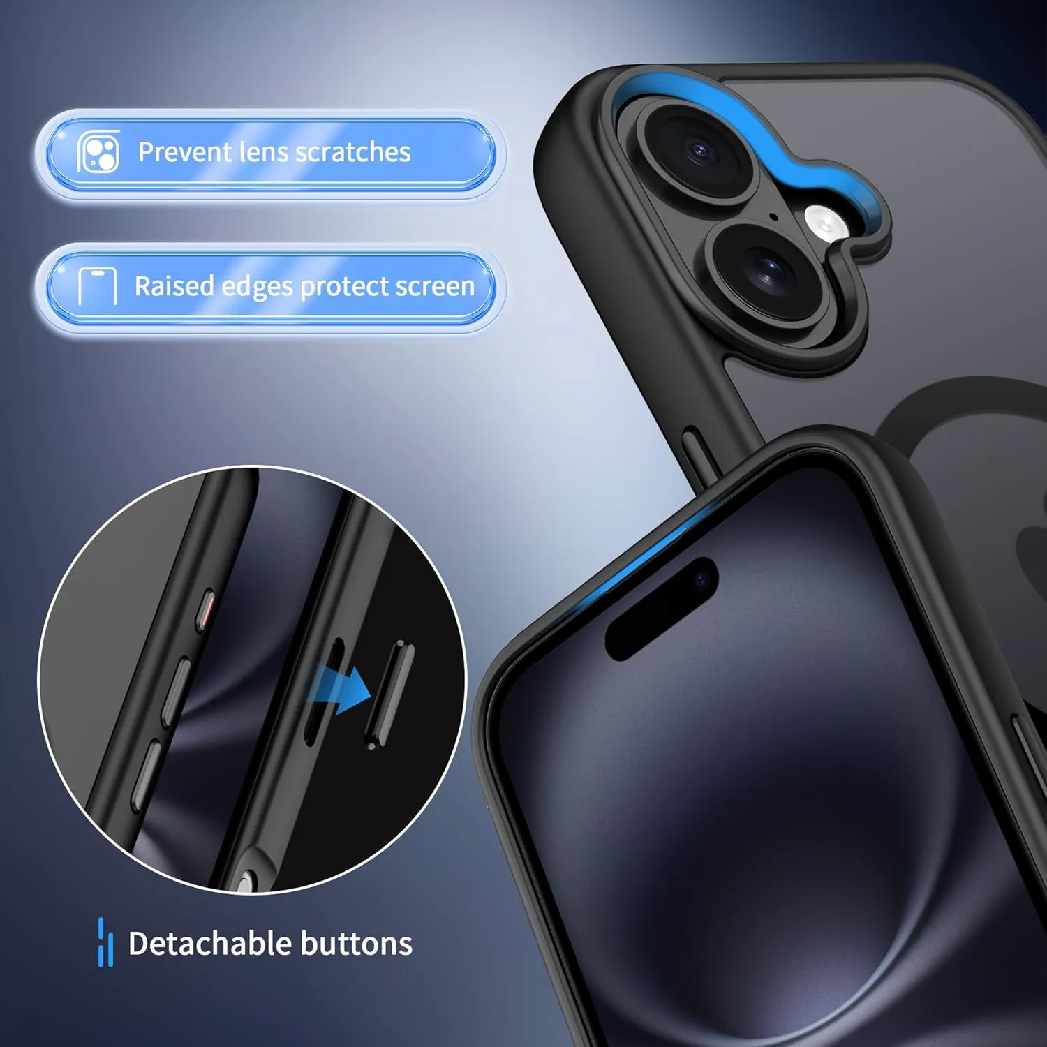 CACOE Magnetic Case for iPhone 16 6.1 inch, Compatible with MagSafe, Thin Slim Fit Anti-Fingerprint Shockproof Bumper TPU Protective Cover for Women Men Girls(Matte Black)