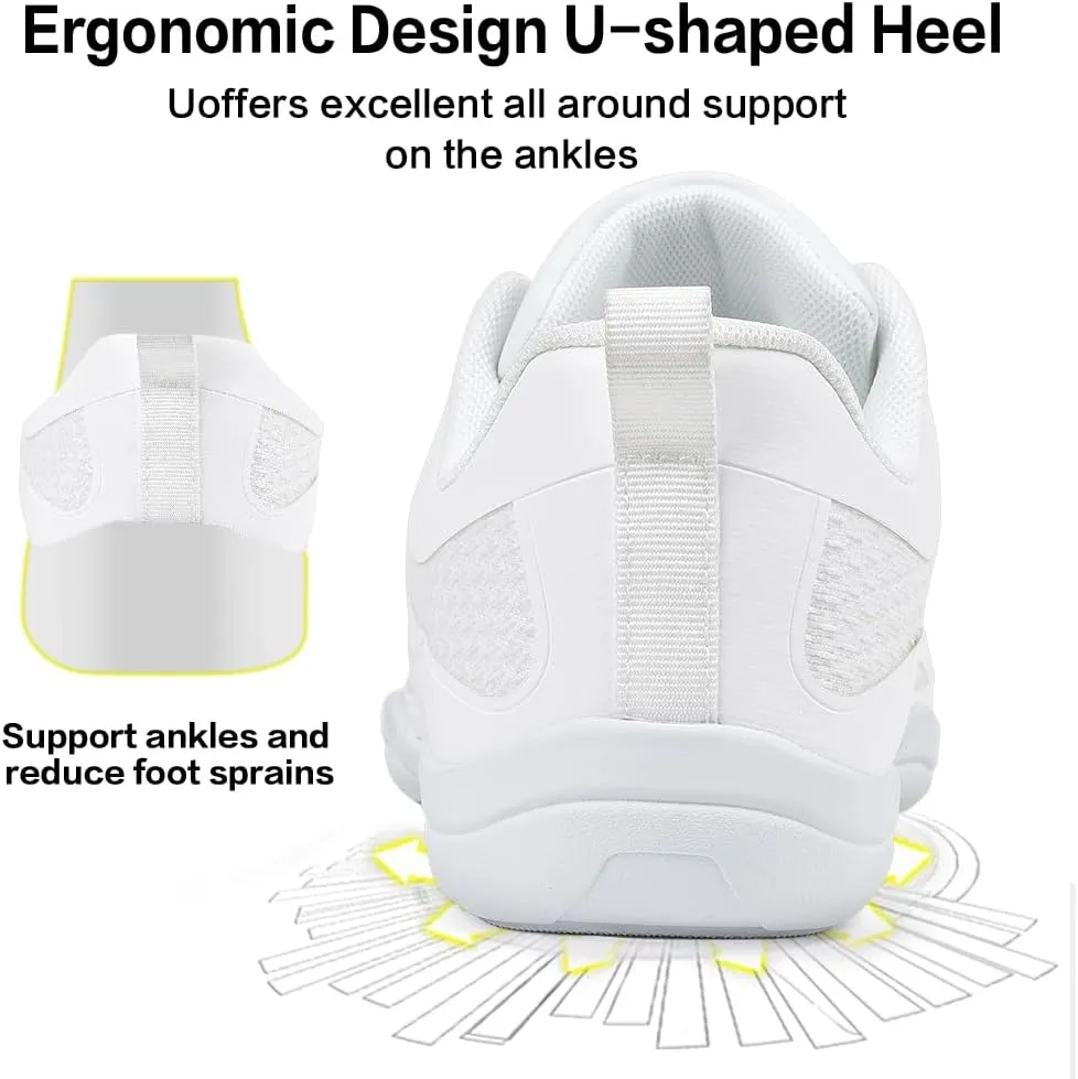 CADIDL Cheer Shoes for Women White Cheerleading Athletic Dance Shoes Girls Flats Tennis Walking Sneakers