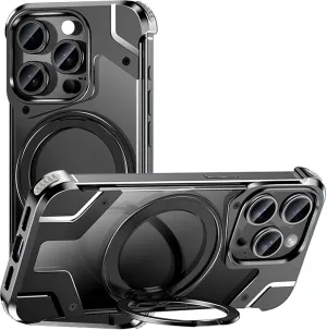Case for iPhone 13 Pro Max/13 Pro/13, Ultra-Slim Frameless Metal Case with 360 Rotating Stand, Compatible with MagSafe, Slim, Shockproof