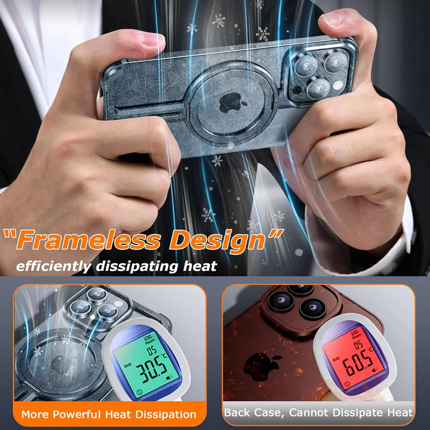Case for iPhone 13/13 Pro/13 Pro Max, Metal Frameless Design with Magnetic Stand [Compatible with MagSafe] with Invisible Airbag Corner Protection