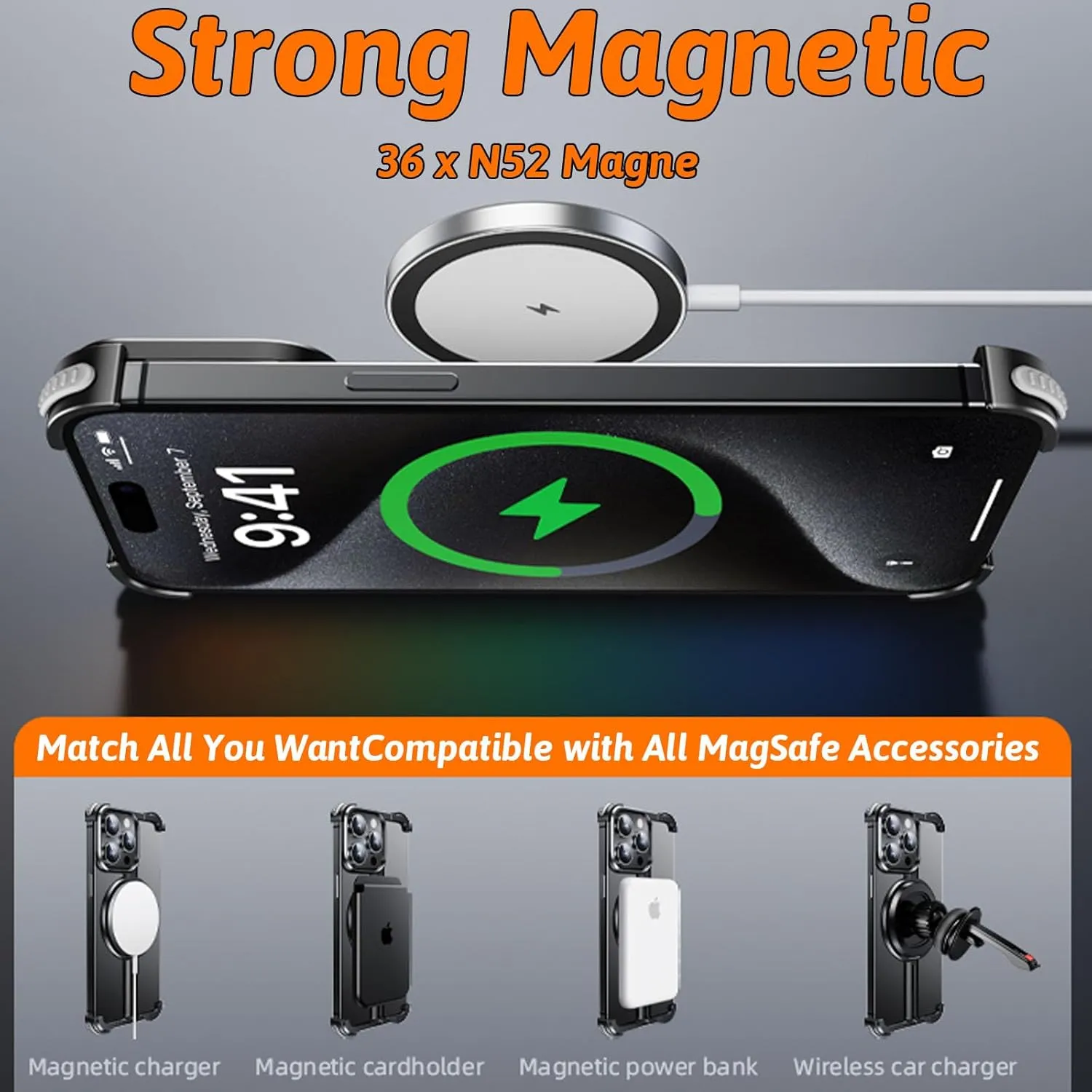 Case for iPhone 13/13 Pro/13 Pro Max, Metal Frameless Design with Magnetic Stand [Compatible with MagSafe] with Invisible Airbag Corner Protection