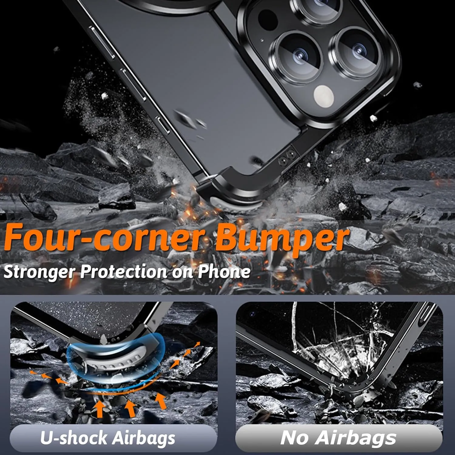 Case for iPhone 13/13 Pro/13 Pro Max, Metal Frameless Design with Magnetic Stand [Compatible with MagSafe] with Invisible Airbag Corner Protection