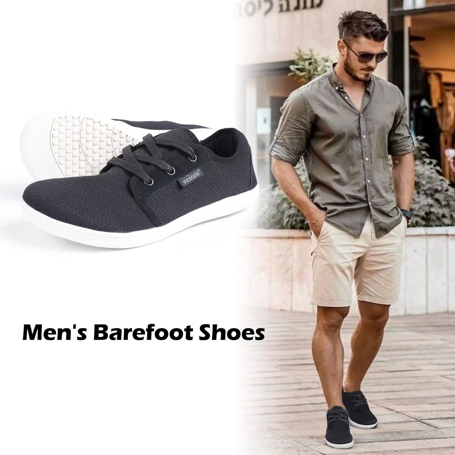 CIOR Vicocole Men's Barefoot Shoes Zero Drop Sneakers Wide Toe Box Minimalist Lightweight Shoes