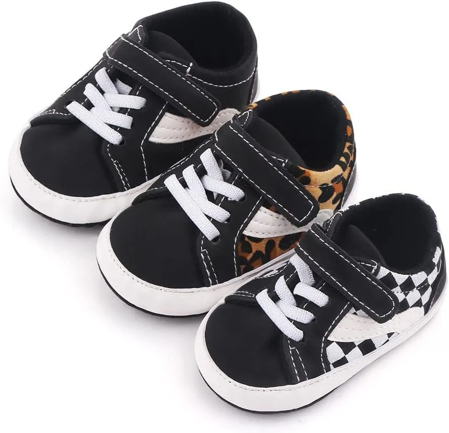 Clowora Unsex Baby Boys Girls Canvas First Walkers Shoes,Newborn Infant Non Slip Soft Sole Crib Casual Sneaker
