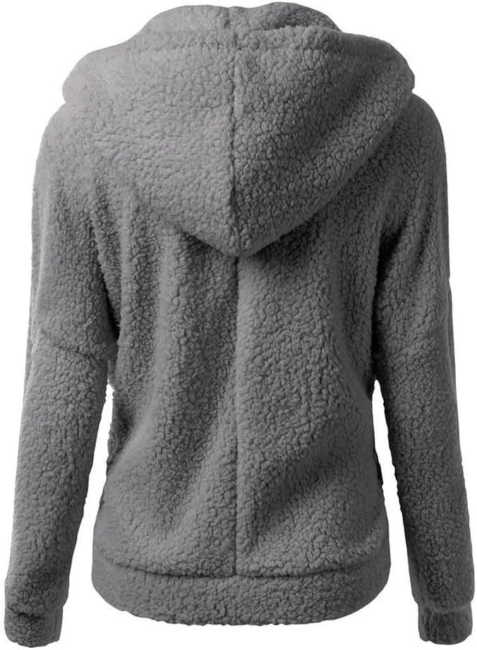 Coats Plus Size Fuzzy Fleece Warm Cotton Zipper Coat Hoodie Parka Overcoat Jacket Outwear