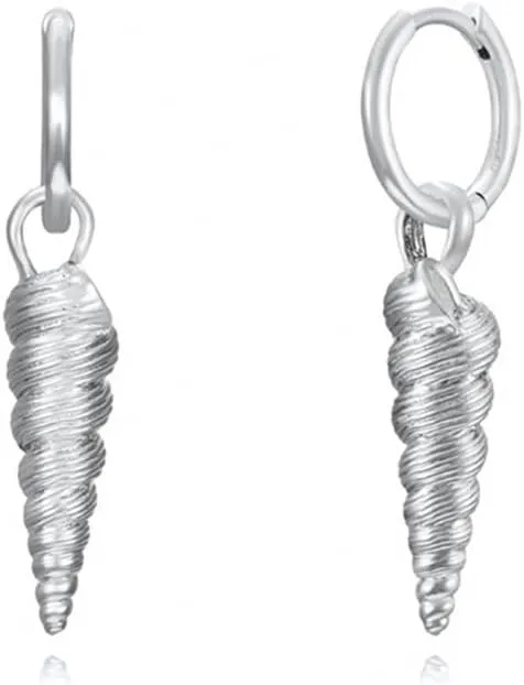 Conch Shell Small Hoop Earrings for Women Cute Sterling Silver Post Huggie Hoops Dangle Drop Hypoallergenic Fashion Jewelry for Bff