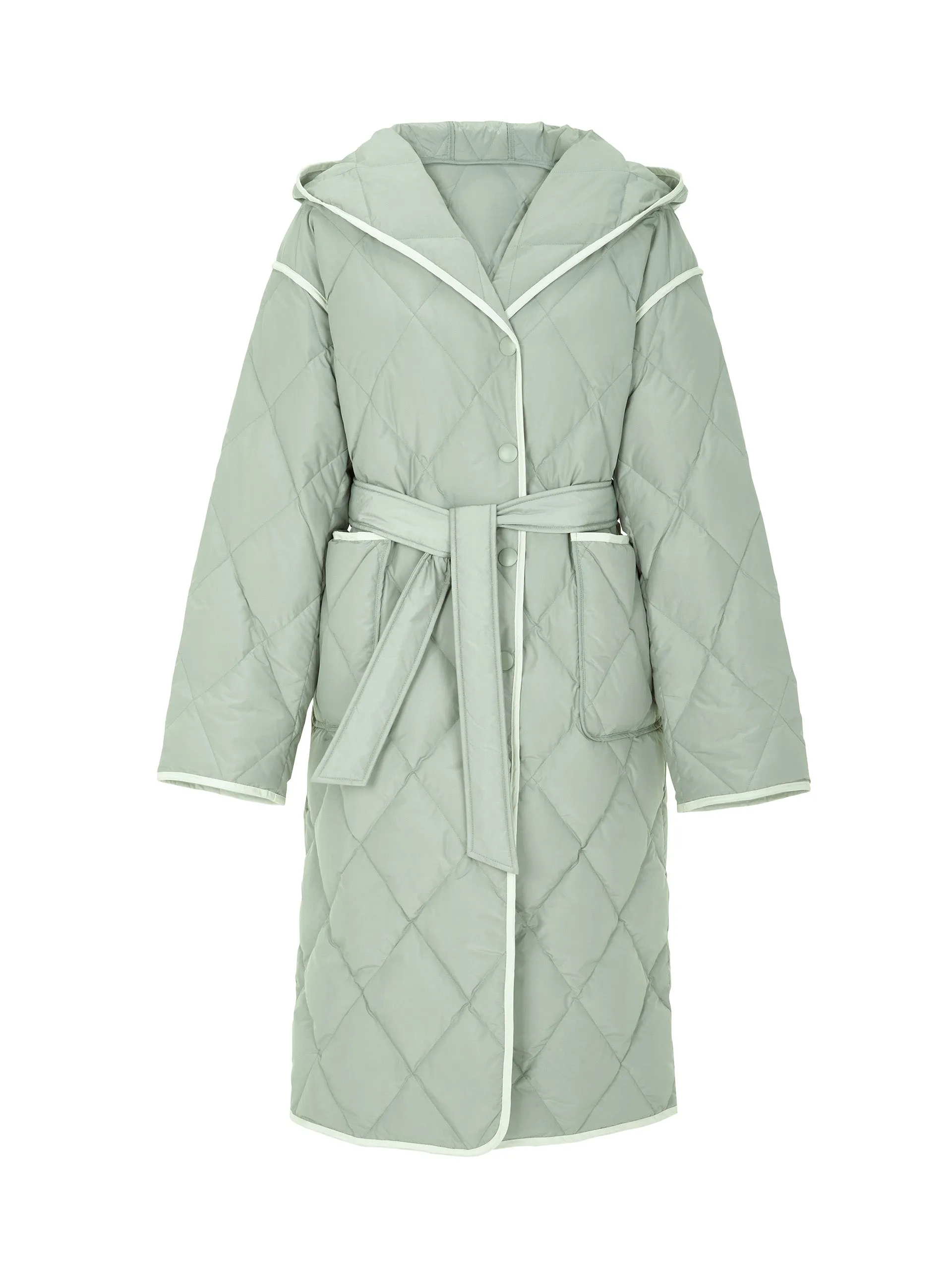 Contrast Hooded Maxi Down Coat