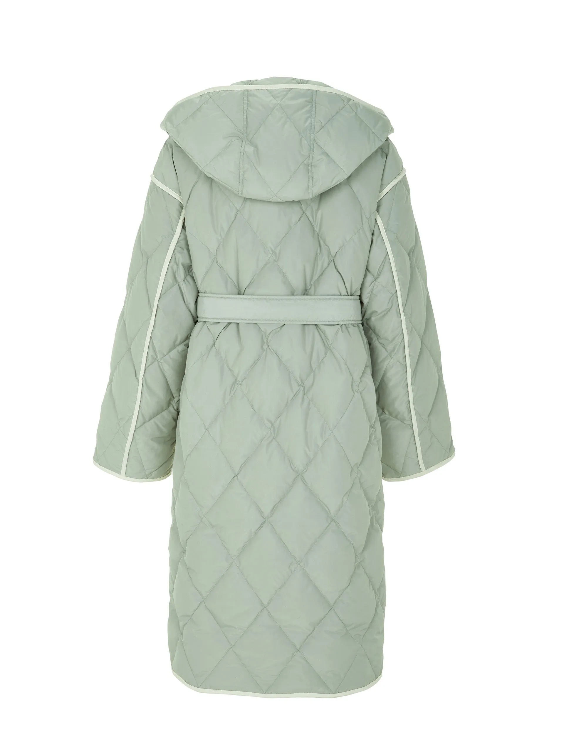 Contrast Hooded Maxi Down Coat