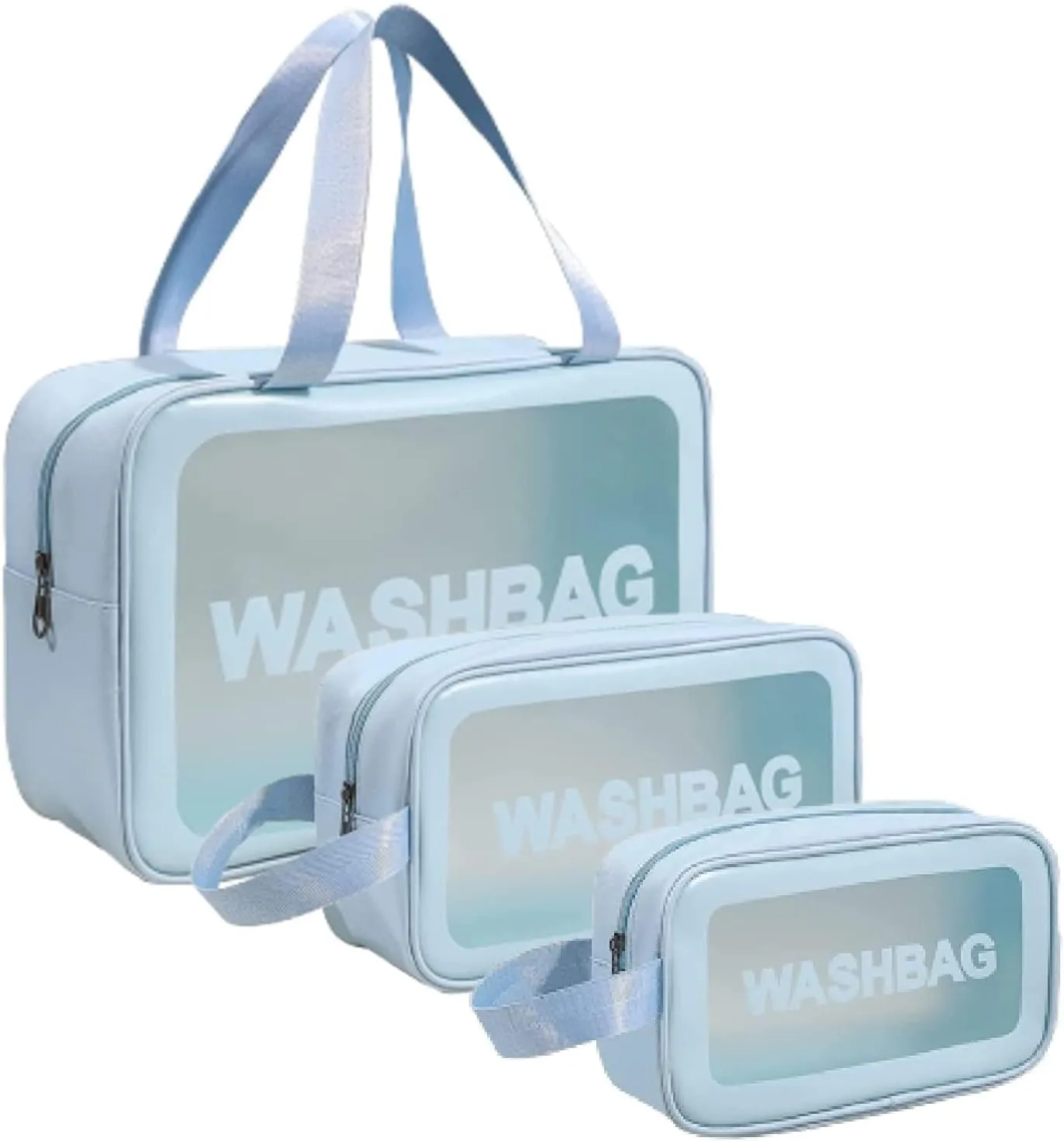 Cosmetic Makeup Organizer Pouch Bag for Women, Wash Bag for Travel, Set of 3, Blue, Makeup Organizer Bag