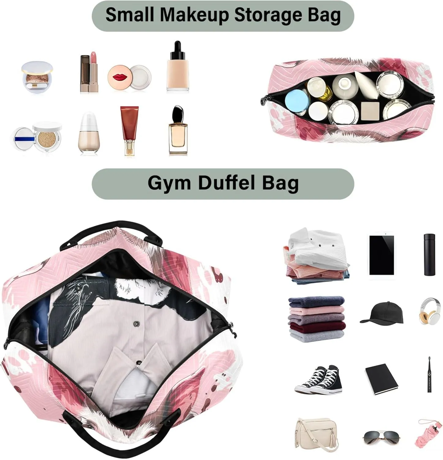 Cute Pig in the Mud Stock Duffel Bag Womens Toiletry Pouches Set of 2, Art Luggage Bags Carry on Tote