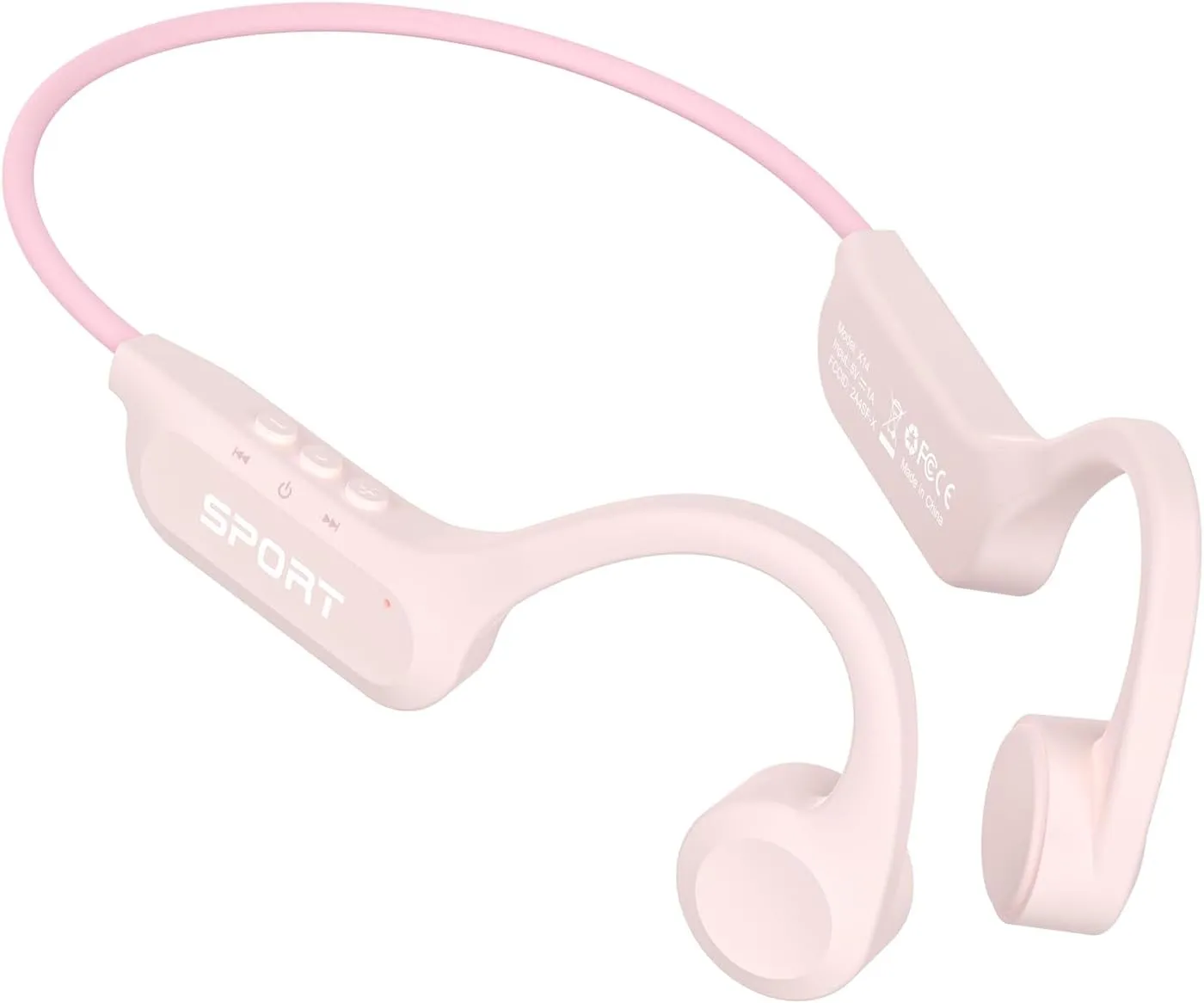 CXK Bone Conduction Earbuds,Open Ear Headphones Bluetooth 5.3, Wireless Headphones 8H Playtime, IPX6 Waterproof Sport Headphones for Sports, Peach