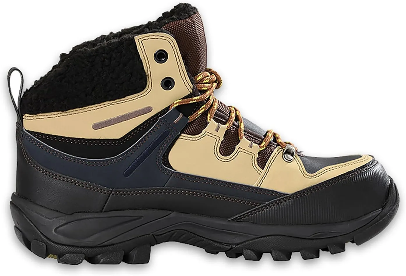 DDTX Winter Mens Warm Boots Steel Toe Work Boots Slip Resistant Fur Lining Safety Boots Black