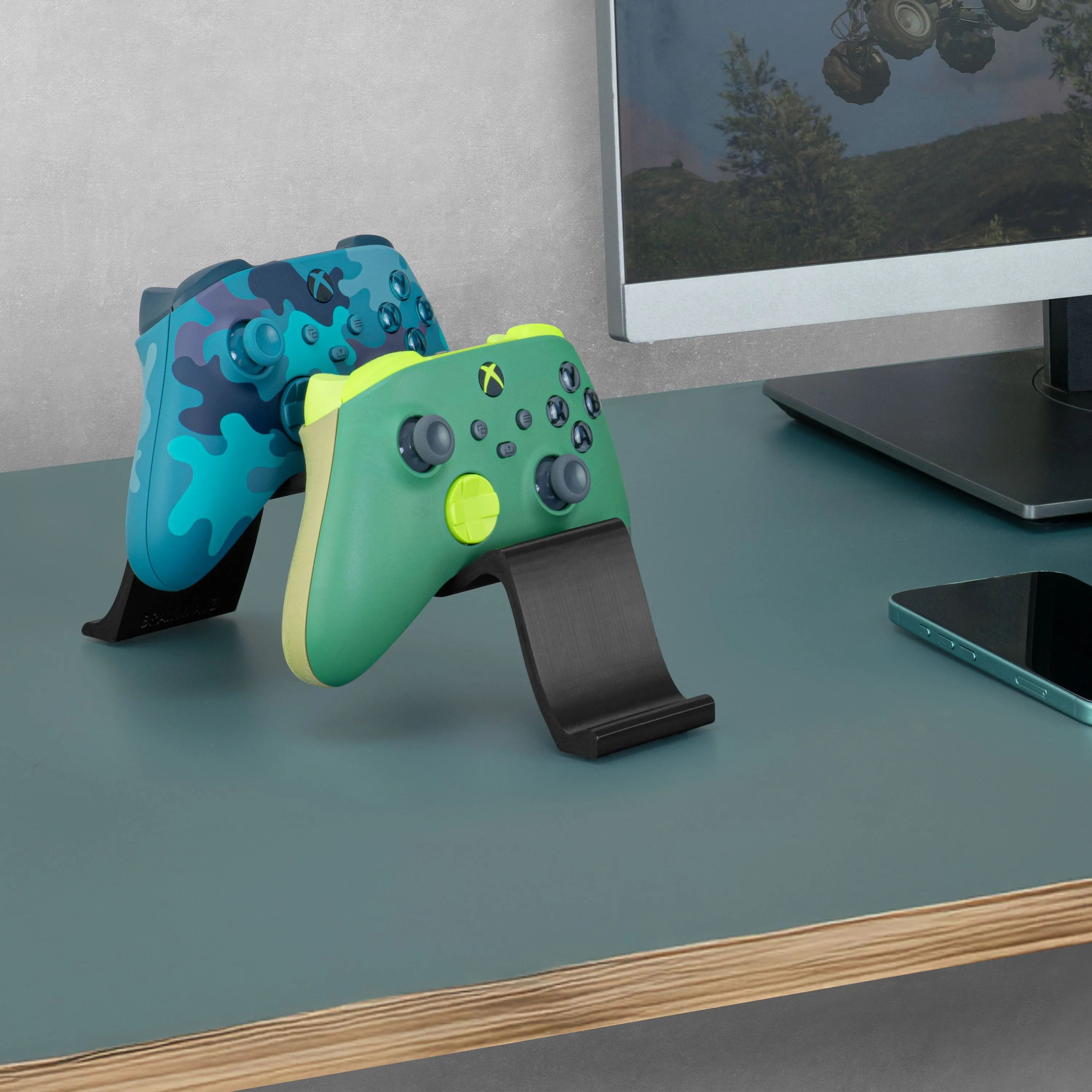 Desktop Dual Game Controller Stand Holder  Stylish, Minimal Wave Design, Suitable for PS5, Xbox, Switch, PC & Retro Gamepads