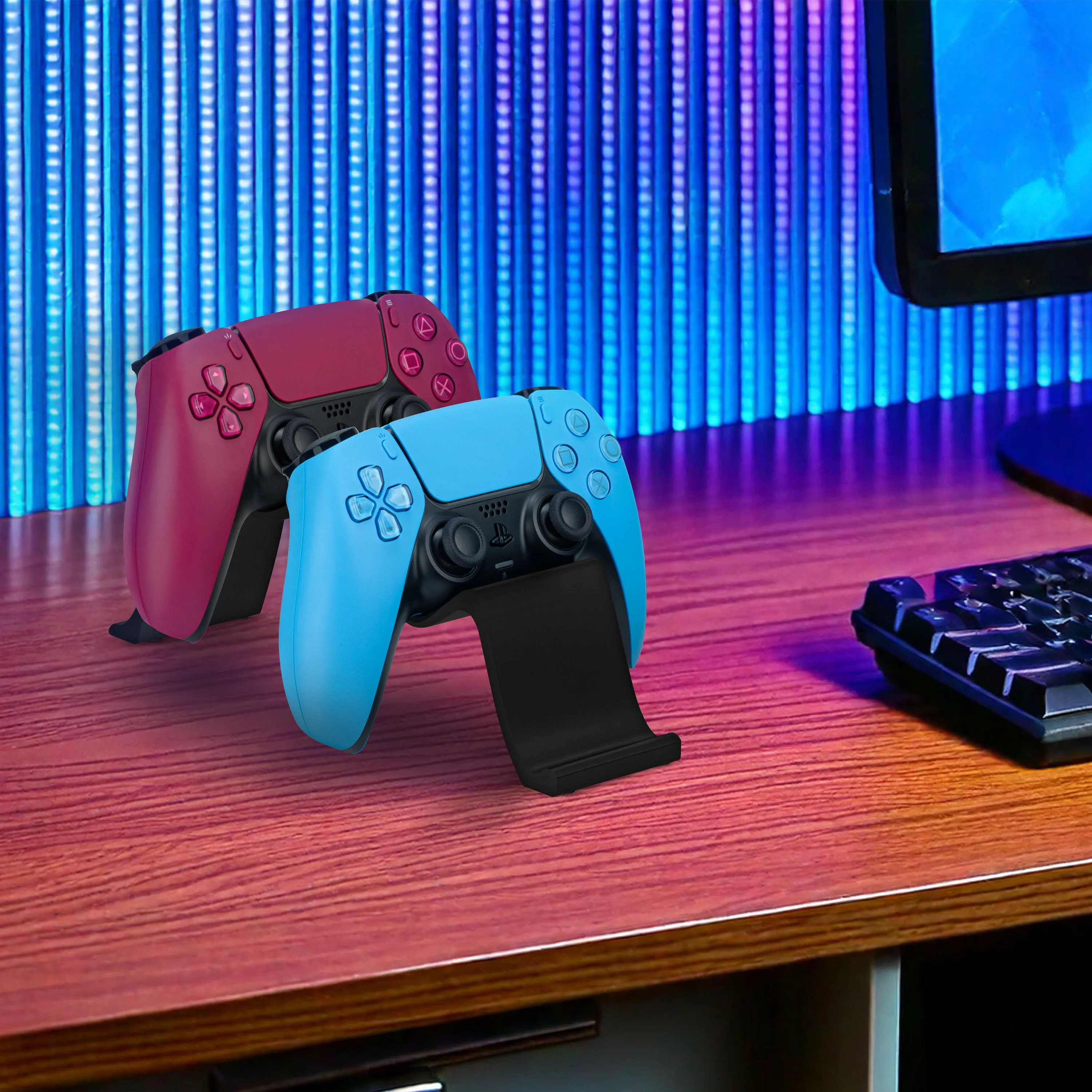 Desktop Dual Game Controller Stand Holder  Stylish, Minimal Wave Design, Suitable for PS5, Xbox, Switch, PC & Retro Gamepads