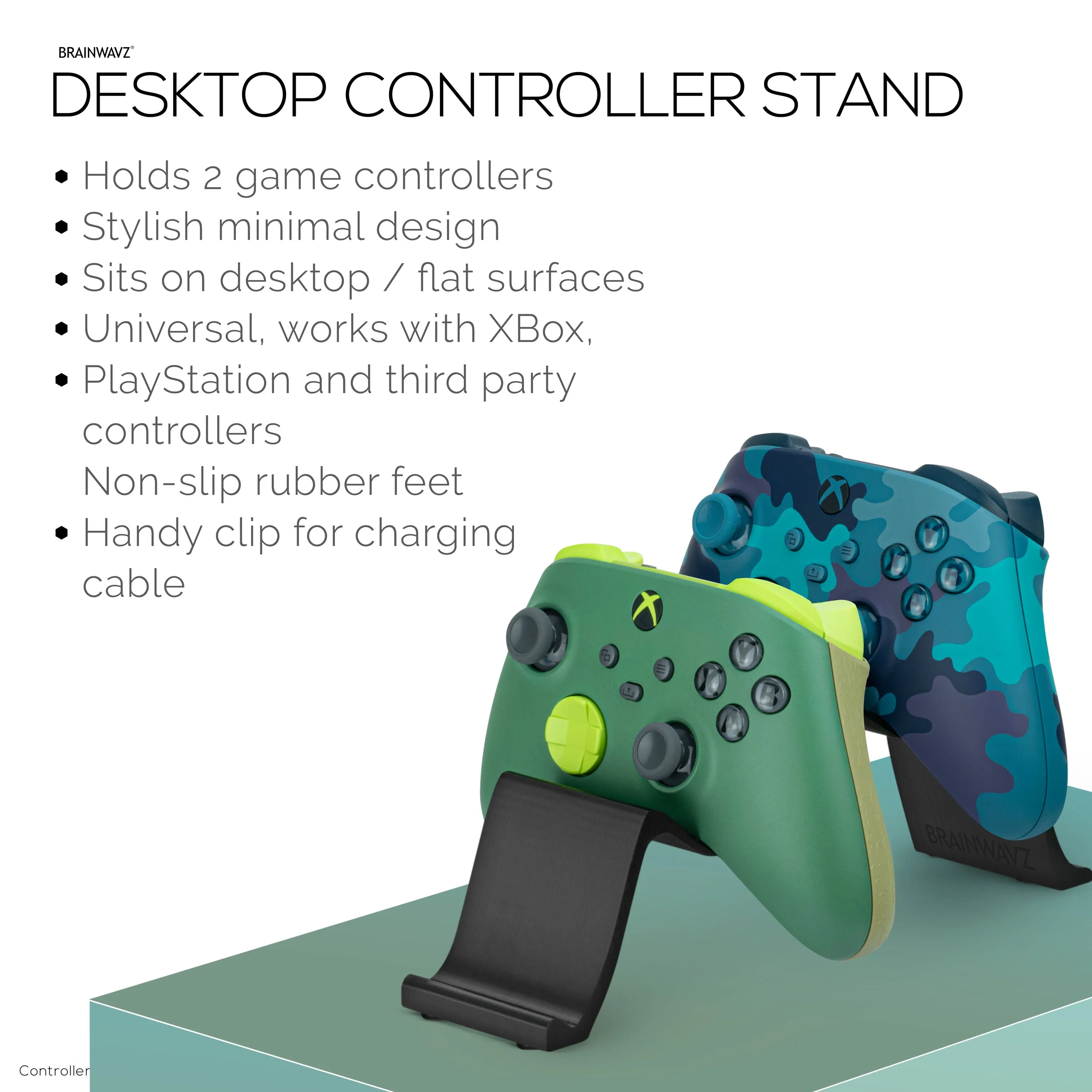 Desktop Dual Game Controller Stand Holder  Stylish, Minimal Wave Design, Suitable for PS5, Xbox, Switch, PC & Retro Gamepads