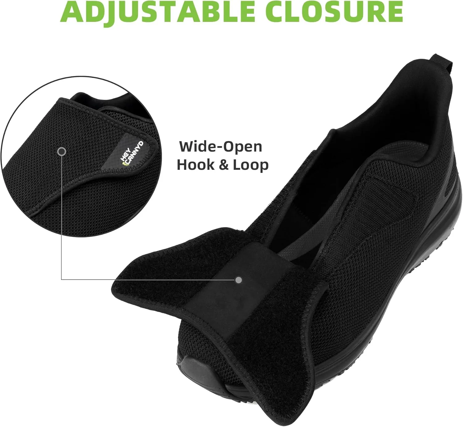 Diabetic Shoes for Men Wide Non-Slip Water-Resistant Orthopedic Slip On Walking Shoes Adjustable Closure Sneakers for Swollen Feet Neuropathy Relief, Arch Support