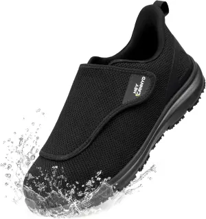 Diabetic Shoes for Men Wide Non-Slip Water-Resistant Orthopedic Slip On Walking Shoes Adjustable Closure Sneakers for Swollen Feet Neuropathy Relief, Arch Support
