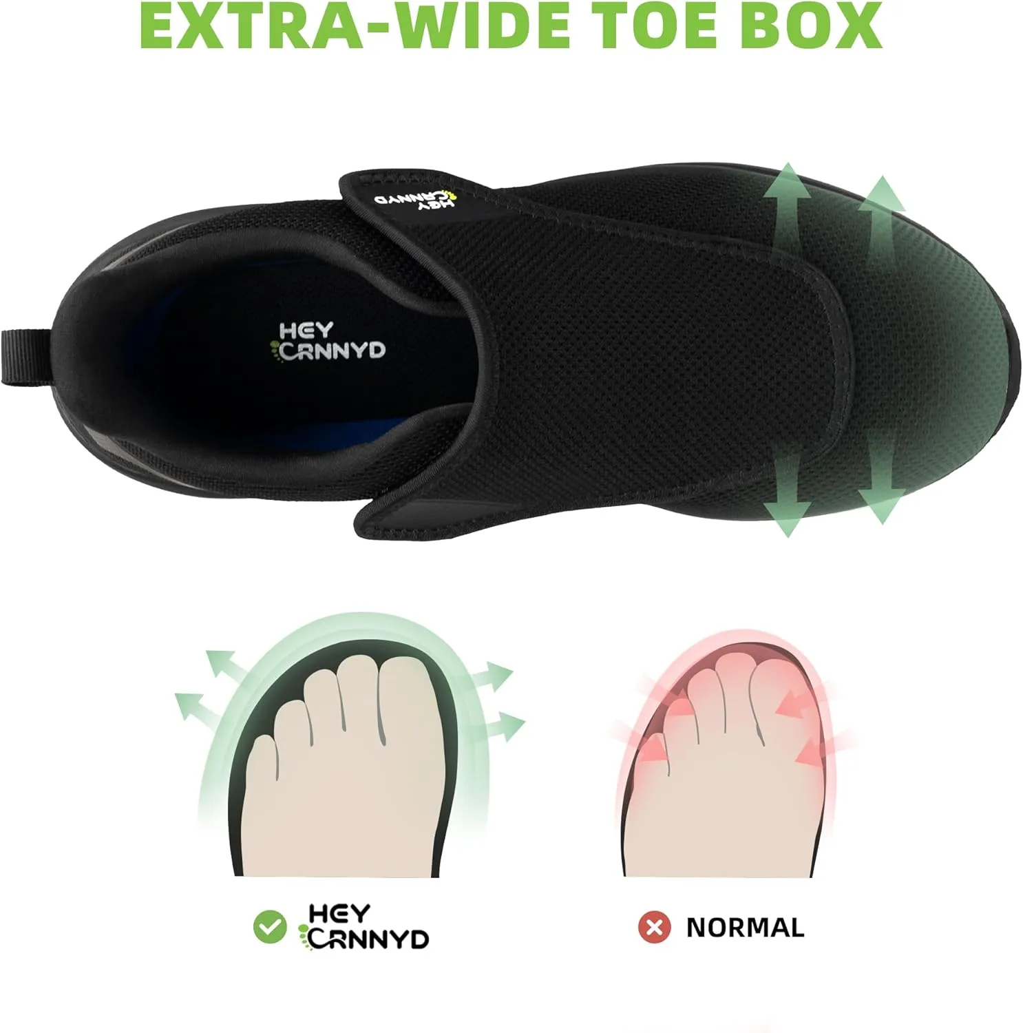 Diabetic Shoes for Men Wide Non-Slip Water-Resistant Orthopedic Slip On Walking Shoes Adjustable Closure Sneakers for Swollen Feet Neuropathy Relief, Arch Support