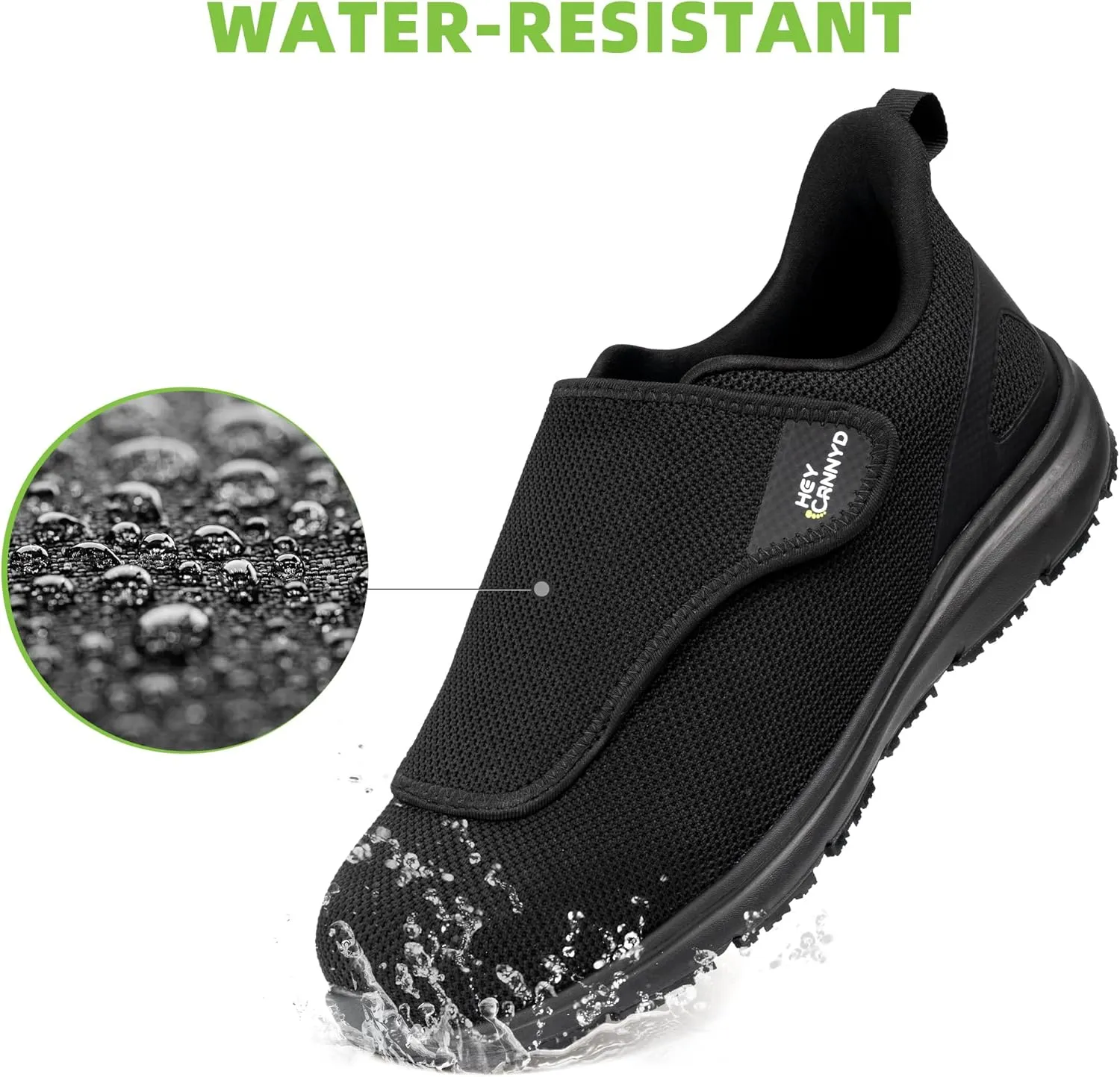 Diabetic Shoes for Men Wide Non-Slip Water-Resistant Orthopedic Slip On Walking Shoes Adjustable Closure Sneakers for Swollen Feet Neuropathy Relief, Arch Support
