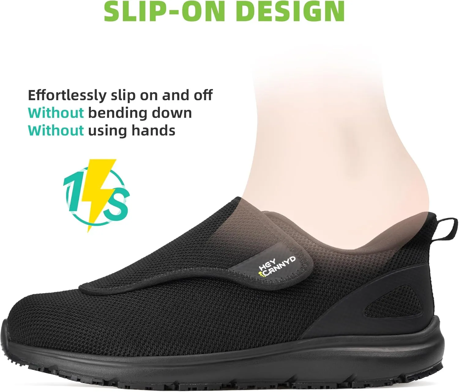 Diabetic Shoes for Men Wide Non-Slip Water-Resistant Orthopedic Slip On Walking Shoes Adjustable Closure Sneakers for Swollen Feet Neuropathy Relief, Arch Support