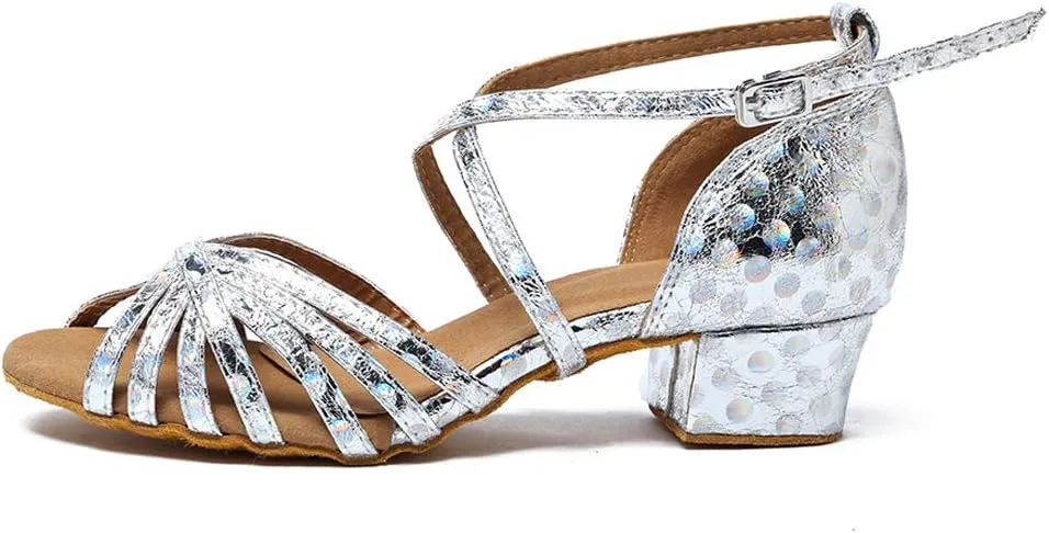DKZSYIM Women's Latin Dance Shoes Ballroom Performance Glitter Dance Shoes,Model YCL226