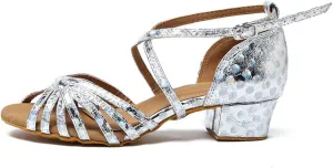 DKZSYIM Women's Latin Dance Shoes Ballroom Performance Glitter Dance Shoes,Model YCL226