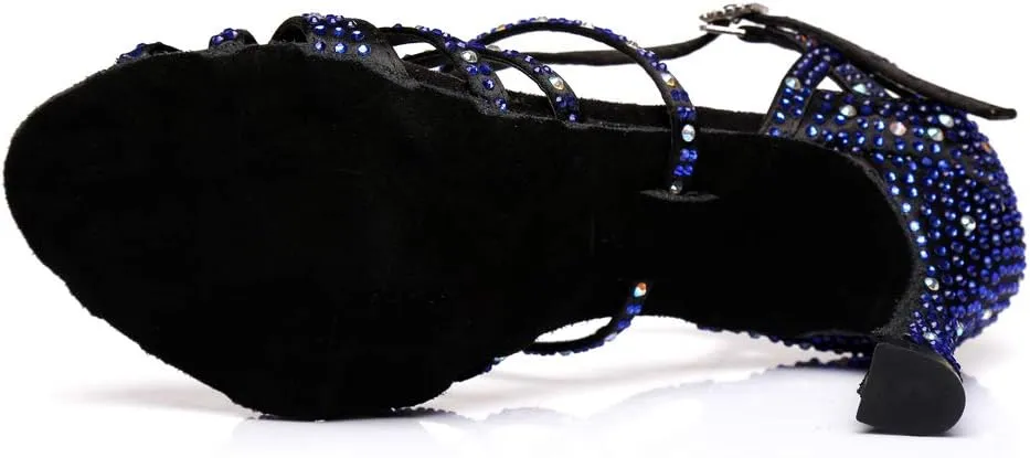 DKZSYIM Women's Latin Dance Shoes Ballroom Performance Rhinestone Wedding Dance Shoes,Model YCL371