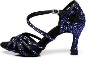 DKZSYIM Women's Latin Dance Shoes Ballroom Performance Rhinestone Wedding Dance Shoes,Model YCL371