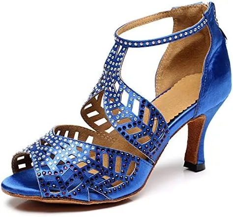 DKZSYIM Women's Rhinestone Latin Dance Shoes Ballroom Performance Shoes, Model YCL345