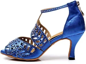 DKZSYIM Women's Rhinestone Latin Dance Shoes Ballroom Performance Shoes, Model YCL345