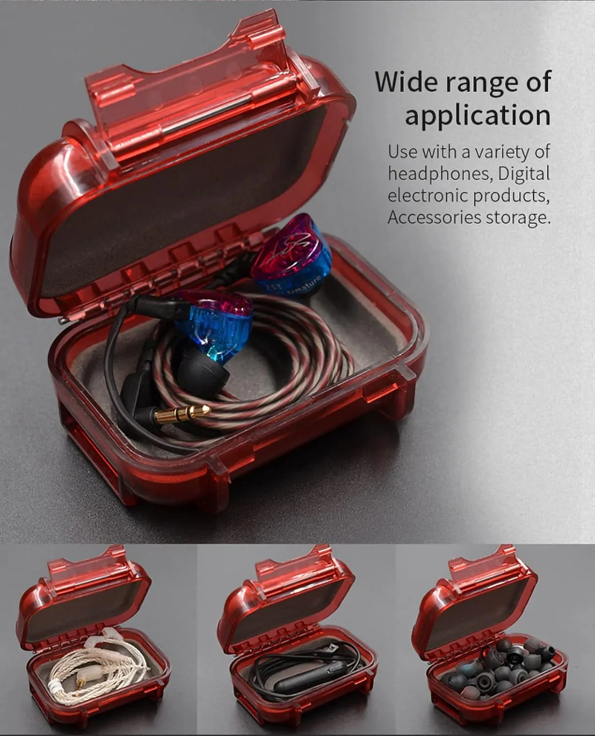 Earphone Carry Case, ABS Resin Hard Storage Box Multifunctional Protective Case for Earphone, Earbud, in-Ear Monitor Eartip (Blue)