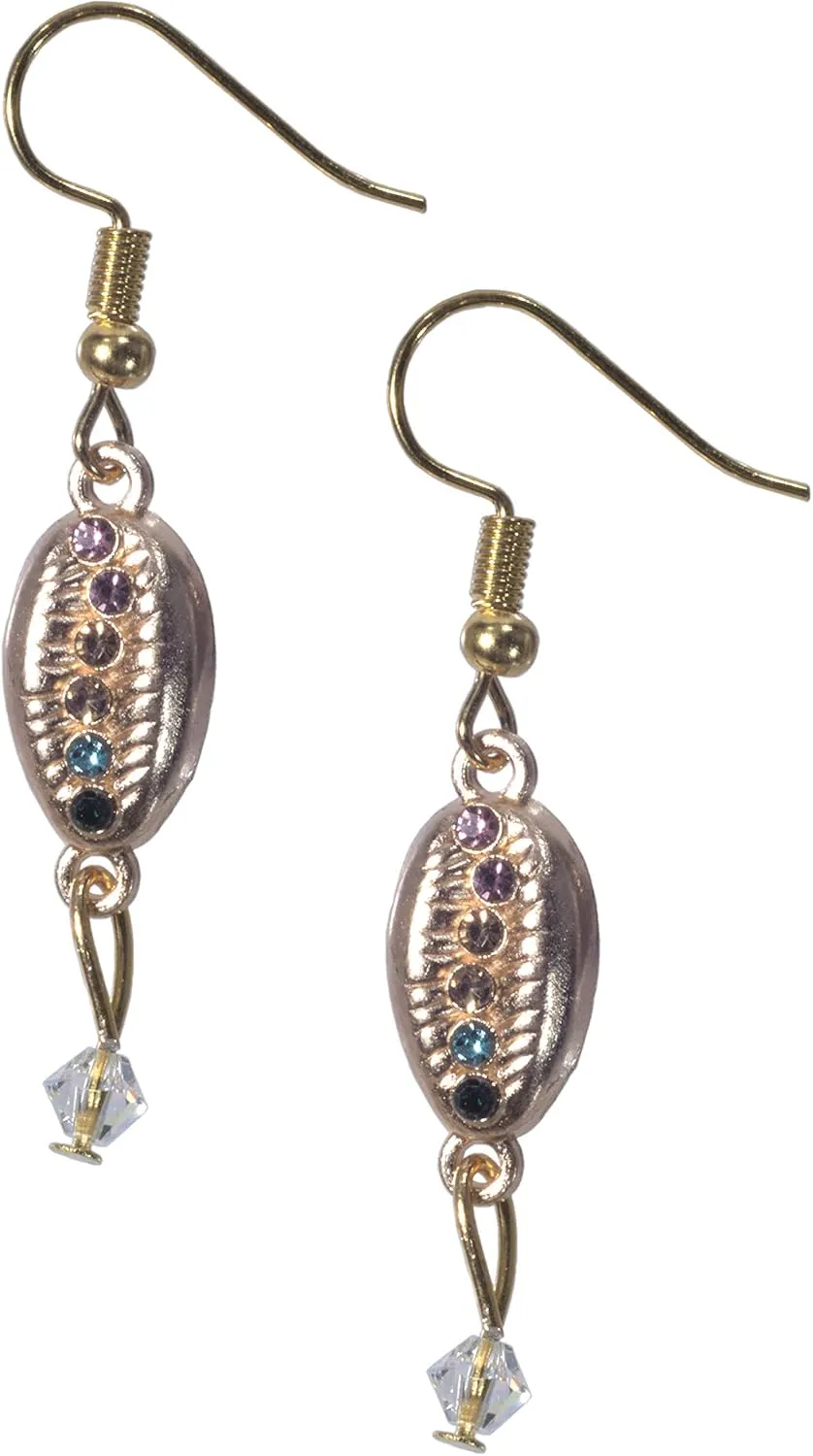Earrings, Gold Plated Multi Colored Rhinestone Sea Shell with Austrian Crystal Dangle Earrings GIFT BAG