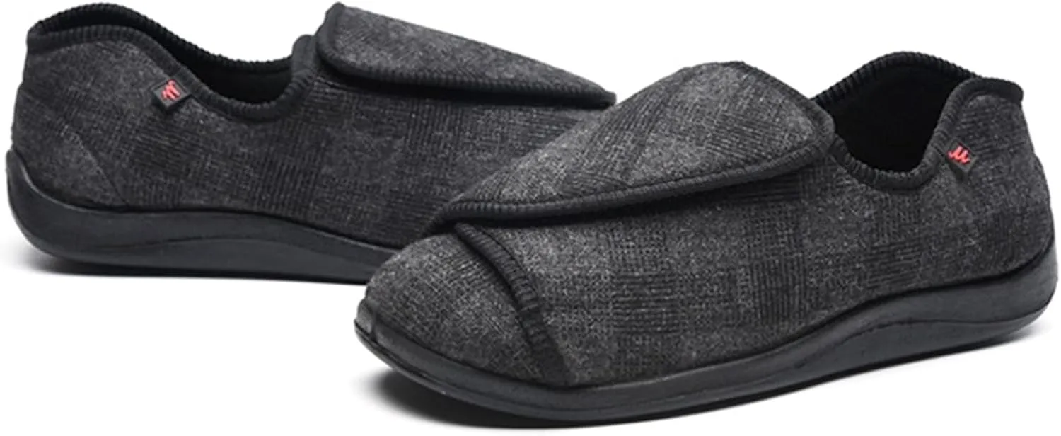 Elderly Edema Shoes for Swollen Feet - Lightweight & Comfortable Diabetic Slippers, Wide Width, Adjustable Straps, Mens Orthopedic Design