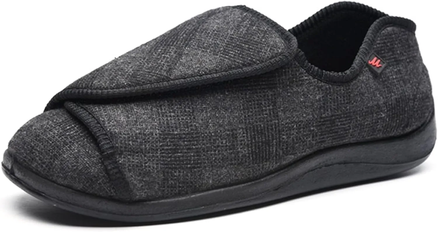 Elderly Edema Shoes for Swollen Feet - Lightweight & Comfortable Diabetic Slippers, Wide Width, Adjustable Straps, Mens Orthopedic Design