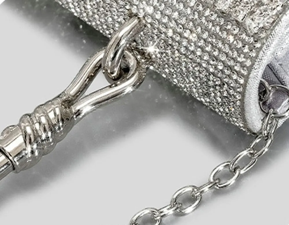 Elegant Womens Rhinestone Evening Clutch Glitter Crossbody Purse with Chain Handbag Shoulder Bag for Wedding Party