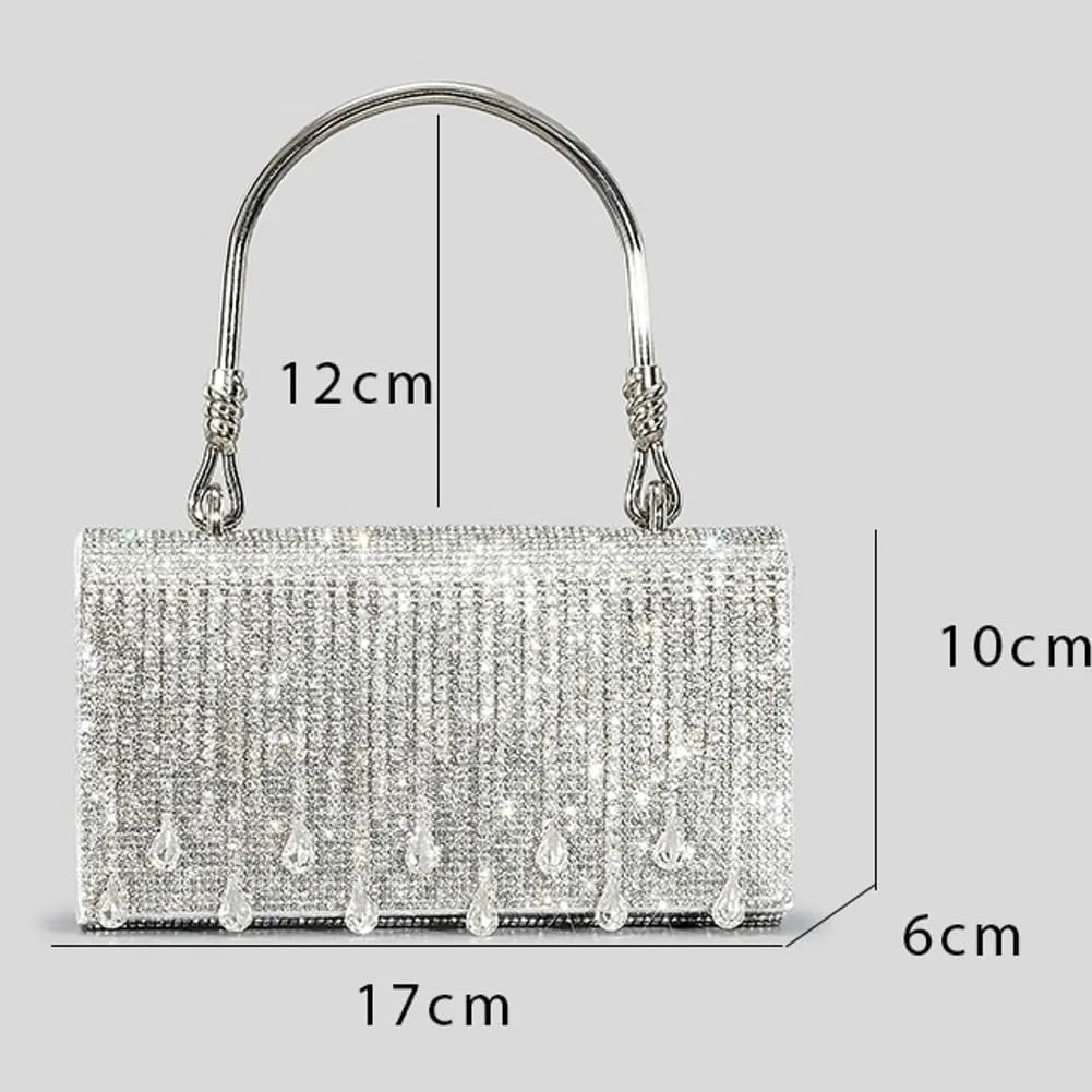 Elegant Womens Rhinestone Evening Clutch Glitter Crossbody Purse with Chain Handbag Shoulder Bag for Wedding Party