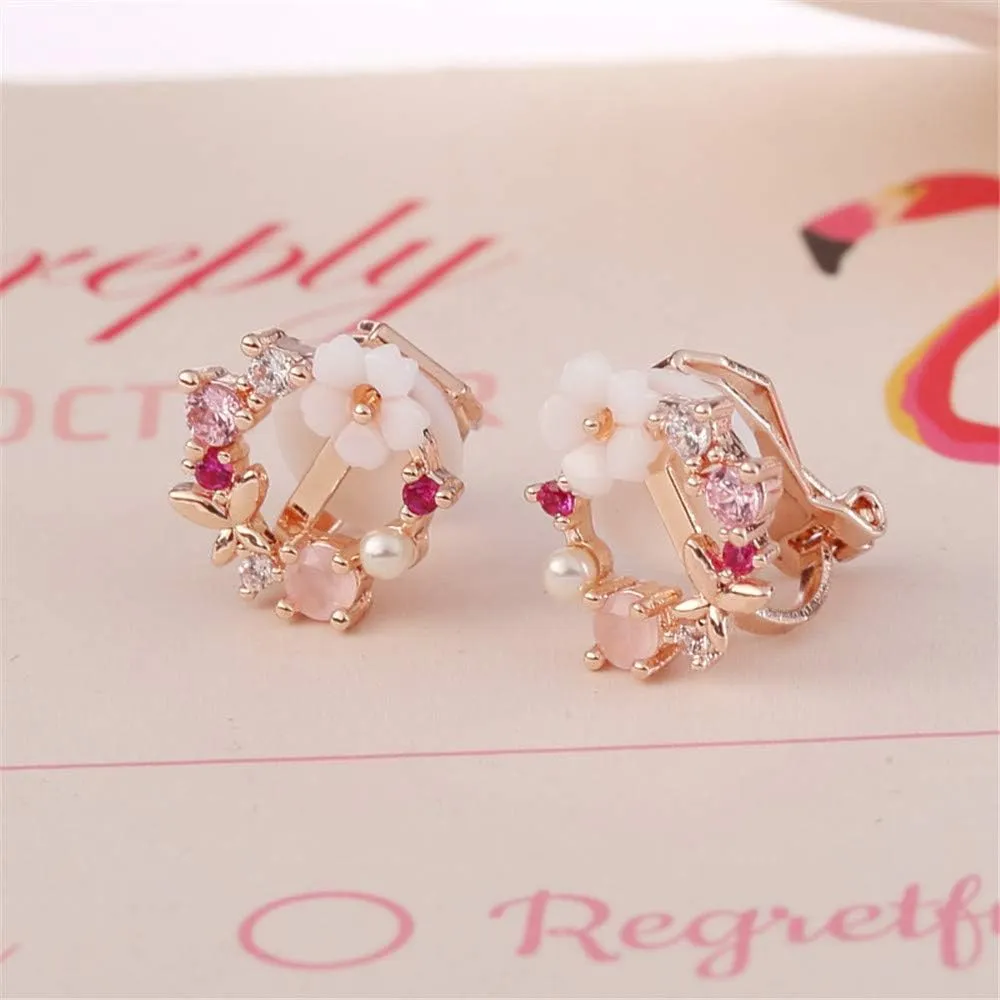 Enamel Paint Clover Leaf Clip on Earrings No Pierced for Women Party Wedding Charm Ear Clip
