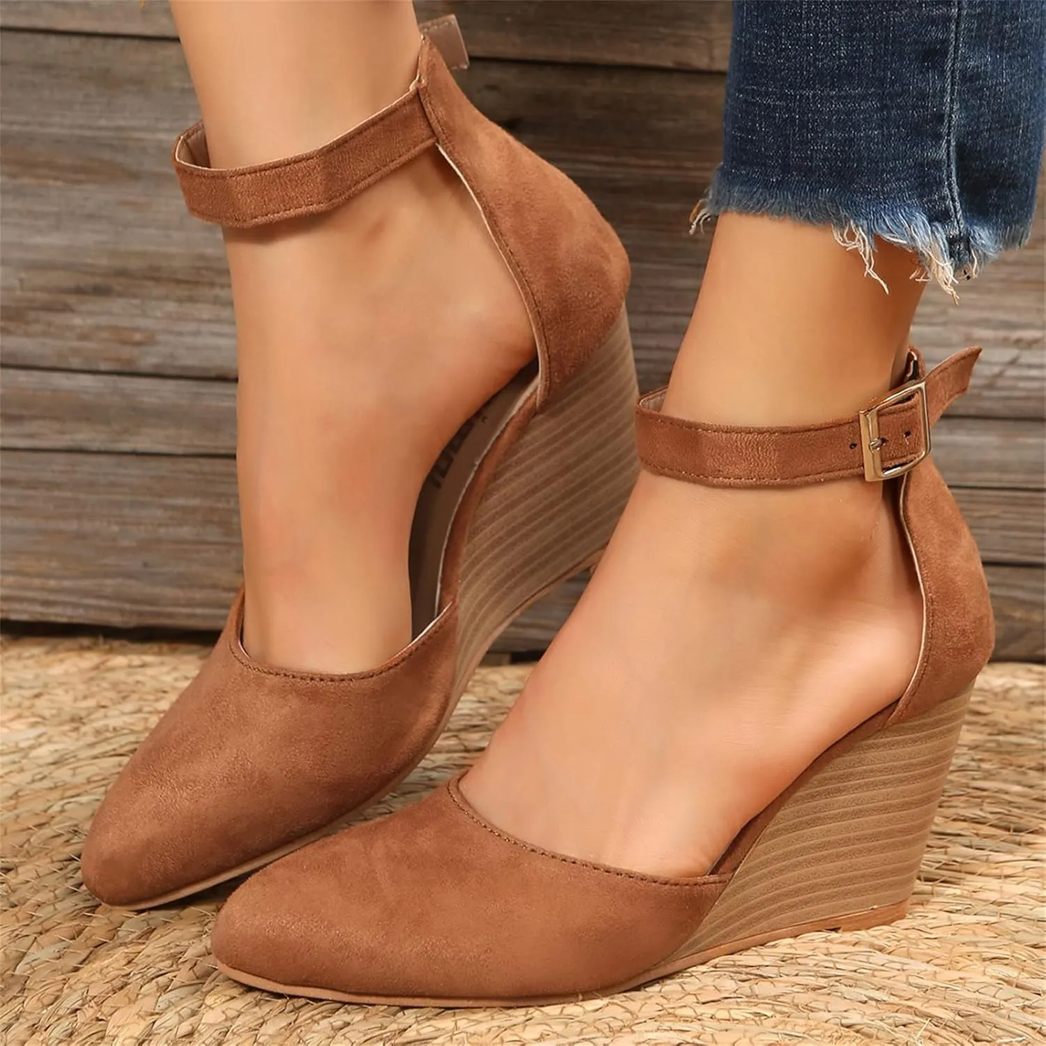 Espadrilles Wedge Sandals for Women 2025 Summer Dressy Orthopedic Platform Wedges Sandal Ankle Strap Closed Toe Shoes Anti Slip Beach Comfortable Outdoor Shoe