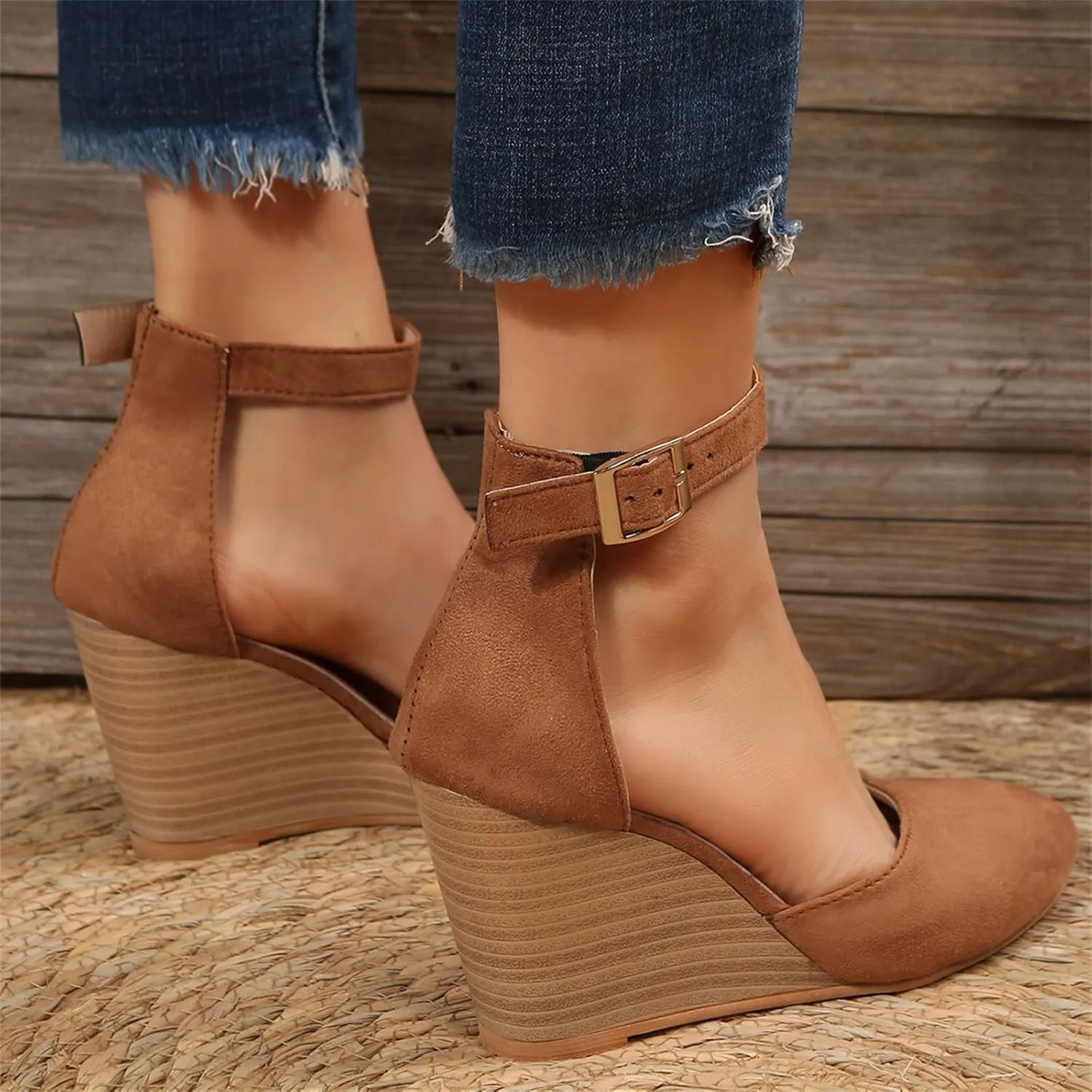 Espadrilles Wedge Sandals for Women 2025 Summer Dressy Orthopedic Platform Wedges Sandal Ankle Strap Closed Toe Shoes Anti Slip Beach Comfortable Outdoor Shoe