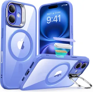 ESR for iPhone 16 Case, Camera Control Button Compatible with MagSafe, Military-Grade Protective Case, Built-in Stash Stand Phone Case, Scratch-Resistant Back Cover, Classic Series, Clear Blue