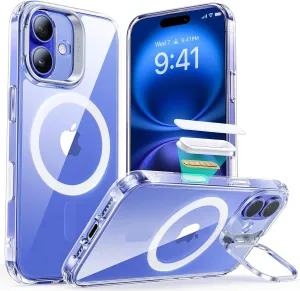 ESR for iPhone 16 Case, Camera Control Button Compatible with MagSafe, Military-Grade Protective Case, Built-in Stash Stand Phone Case, Scratch-Resistant Back Cover, Classic Series, Clear