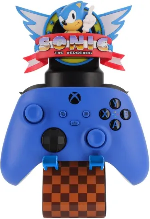 Exquisite Gaming: Classic Sonic The Hedgehog - Light Up Ikon LED Mobile Phone & Gaming Controller Holder - Charging Ports, Cable Guys, Licensed Figure