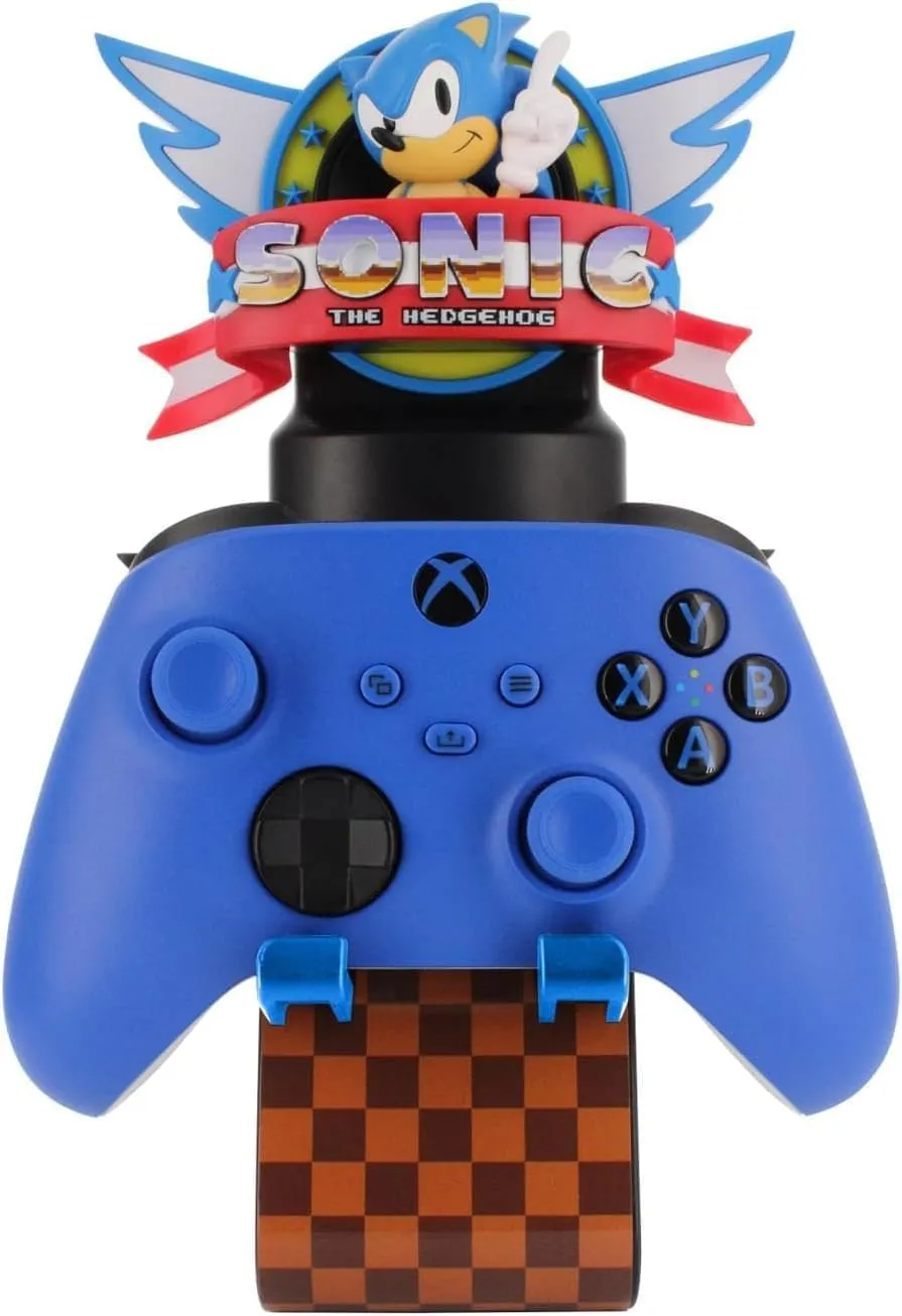 Exquisite Gaming: Classic Sonic The Hedgehog - Light Up Ikon LED Mobile Phone & Gaming Controller Holder - Charging Ports, Cable Guys, Licensed Figure