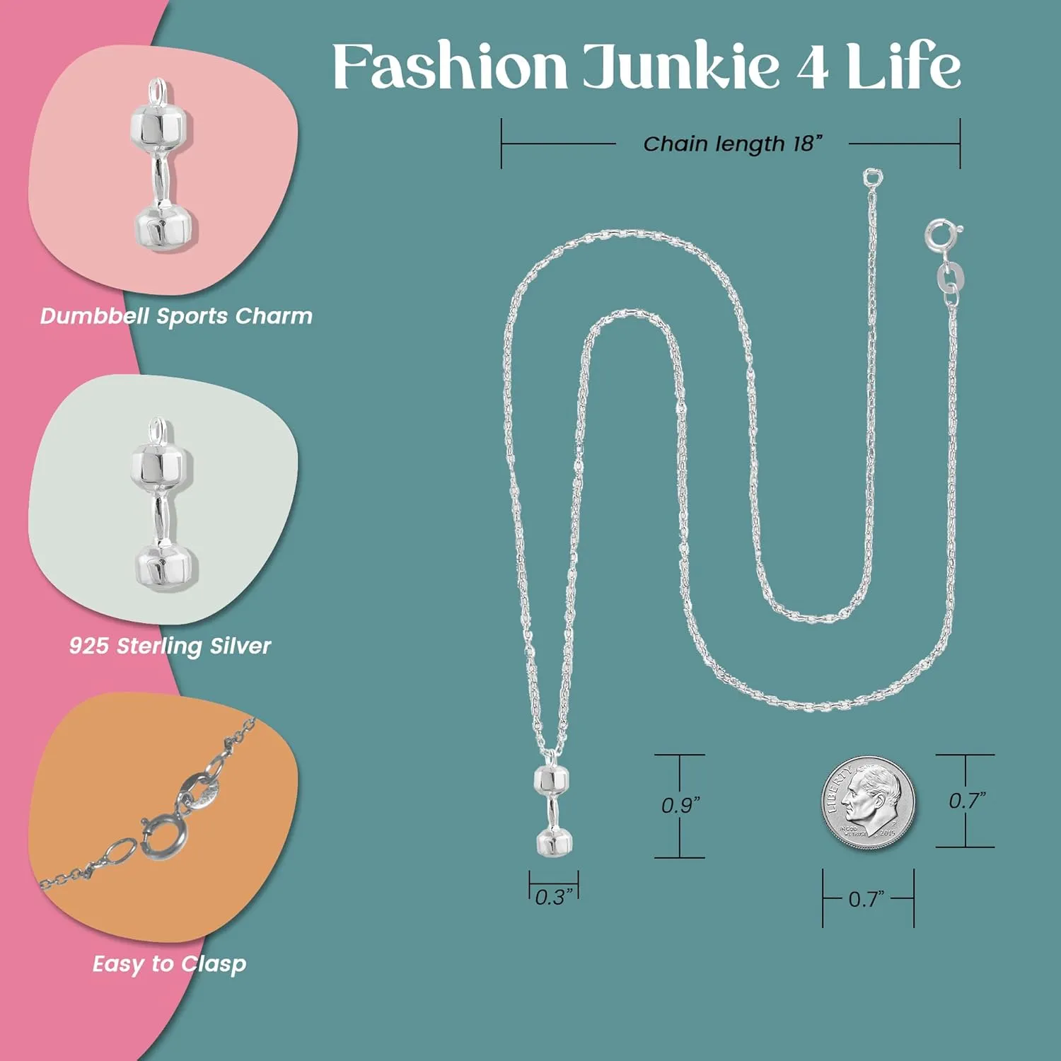 FashionJunkie4Life Small and Dainty 925 Sterlin Silver Sports Charm Necklaces