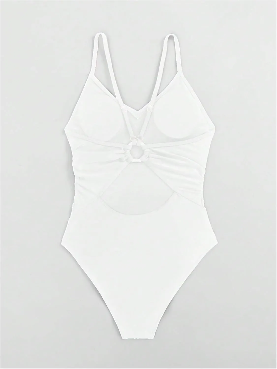 Floerns Women's Cut Out Ring Linked Cut Out Back One Piece Swimsuit Monokini