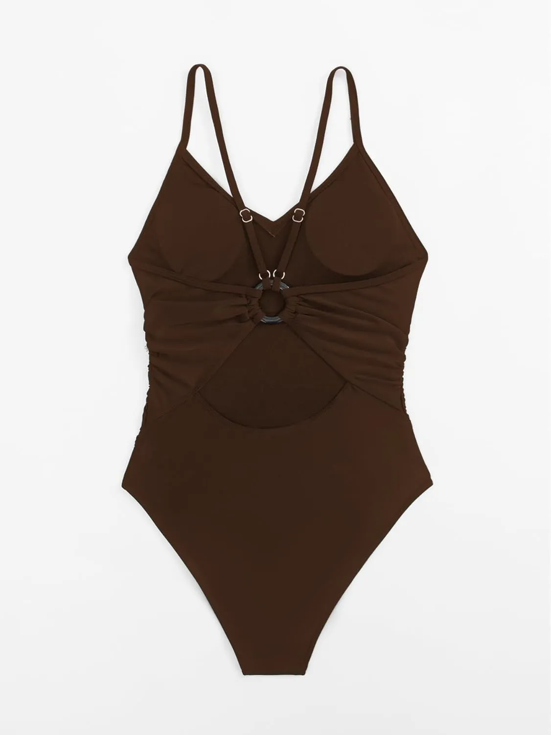 Floerns Women's Cut Out Ring Linked Cut Out Back One Piece Swimsuit Monokini