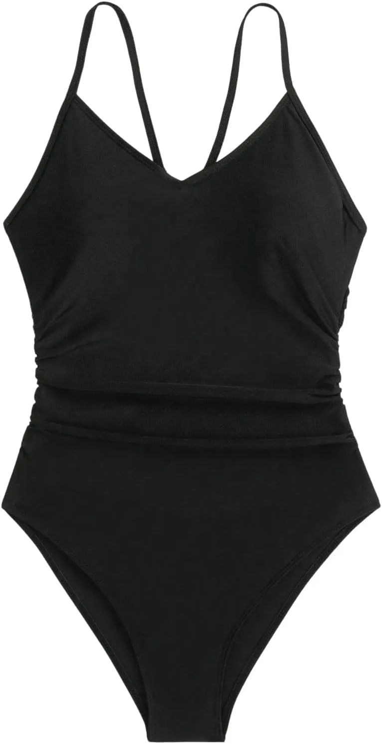 Floerns Women's Cut Out Ring Linked Cut Out Back One Piece Swimsuit Monokini