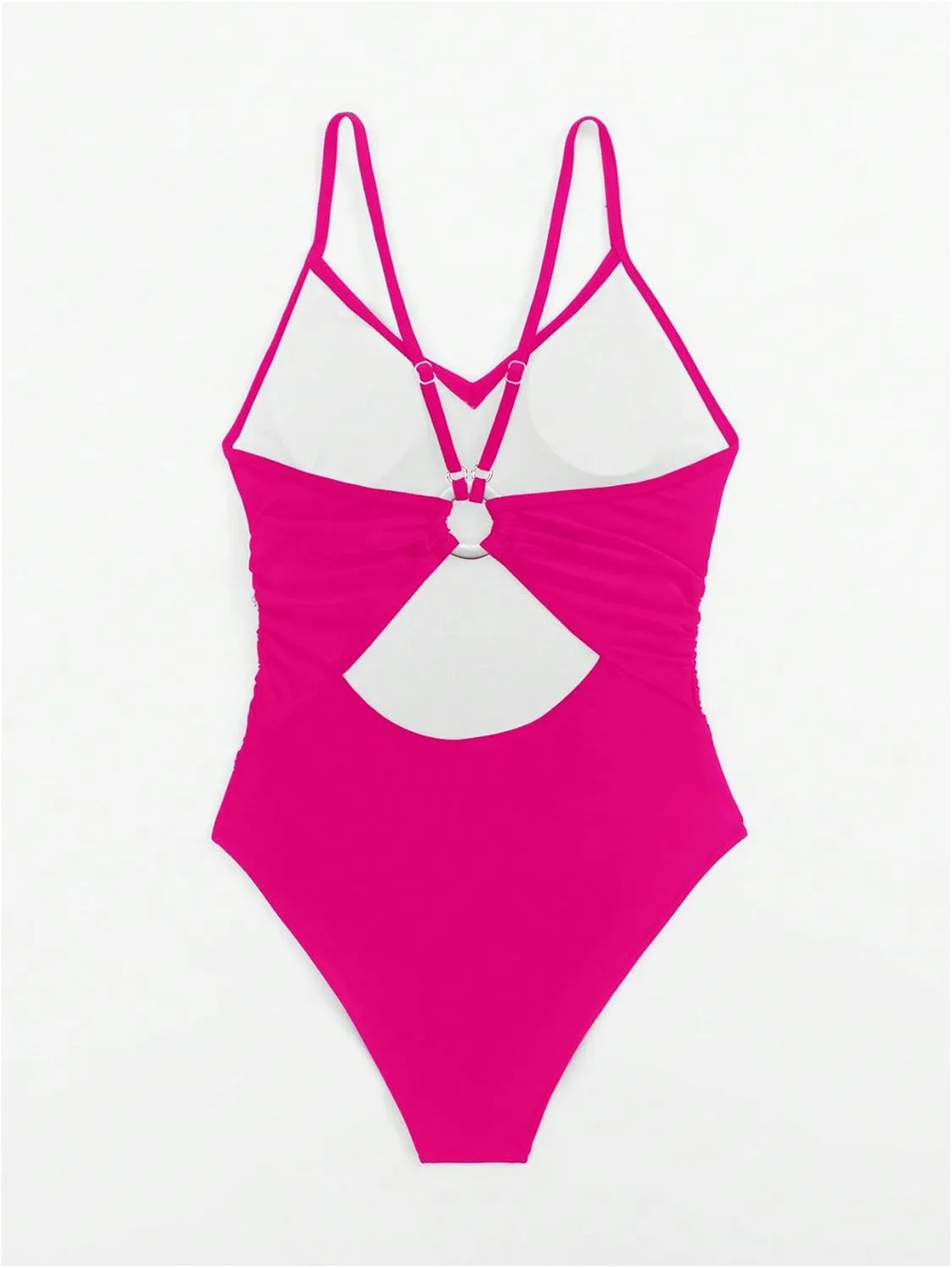 Floerns Women's Cut Out Ring Linked Cut Out Back One Piece Swimsuit Monokini